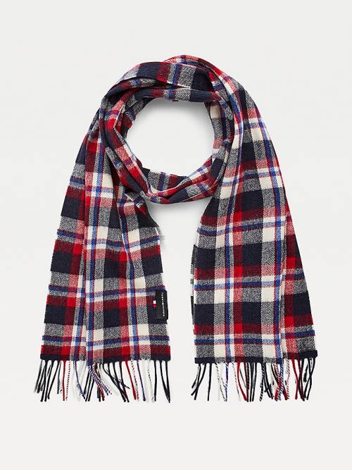 Tommy Hilfiger Uptown Tartan Check Pure Wool Fular Erkek Mavi | TH417TJF