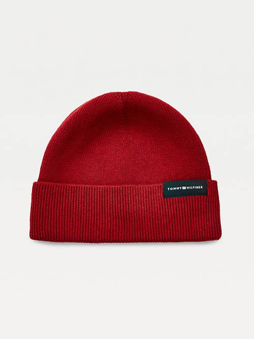 Tommy Hilfiger Uptown Wool Pamuklu Beanie Şapka Erkek Kırmızı | TH718LZP