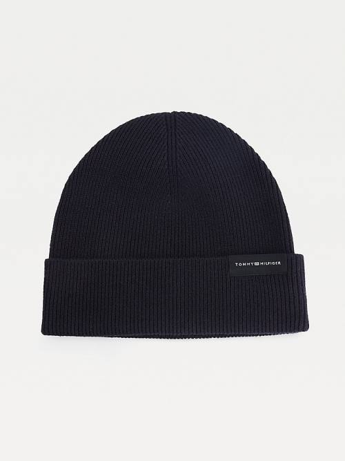 Tommy Hilfiger Uptown Wool Pamuklu Beanie Şapka Erkek Mavi | TH870QGE