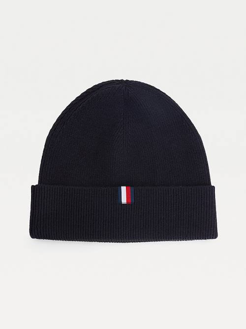 Tommy Hilfiger Uptown Wool Pamuklu Beanie Şapka Erkek Mavi | TH870QGE