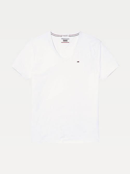 Tommy Hilfiger V-Neck Tişört Erkek Beyaz | TH950KZY