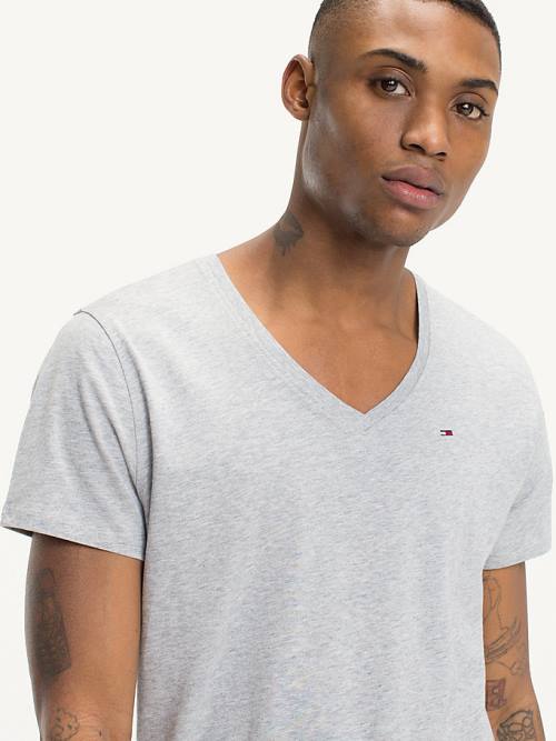 Tommy Hilfiger V-Neck Tişört Erkek Gri | TH859XAY