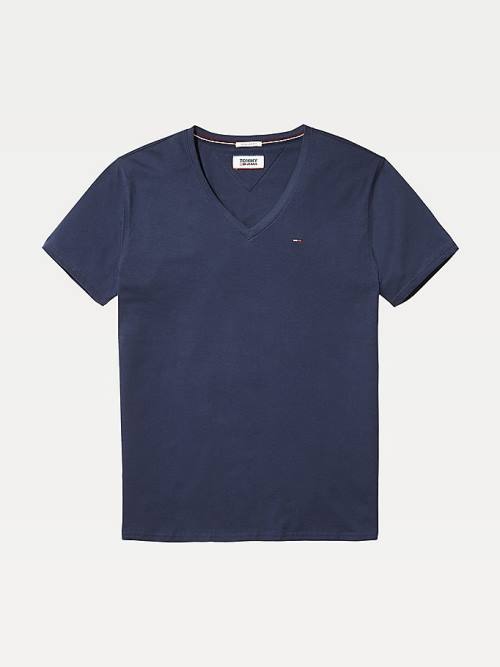 Tommy Hilfiger V-Neck Tişört Erkek Mavi | TH170IET