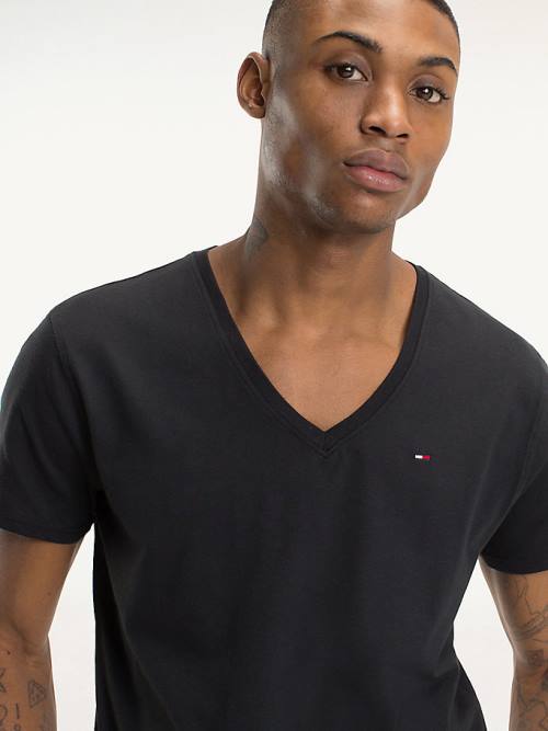 Tommy Hilfiger V-Neck Tişört Erkek Siyah | TH489XKV