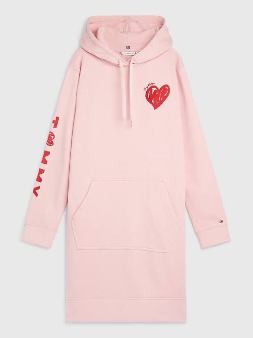 Tommy Hilfiger Valentines Heart Print Elbise Kadın Pembe | TH631MIQ