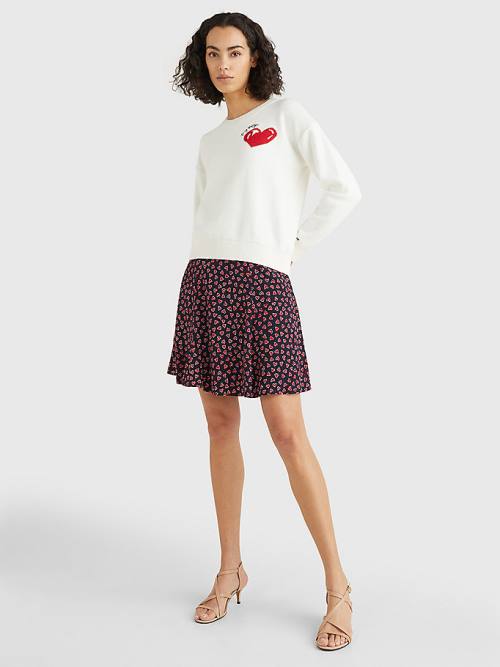 Tommy Hilfiger Valentines Heart Print Etek Kadın Mavi | TH482QBS