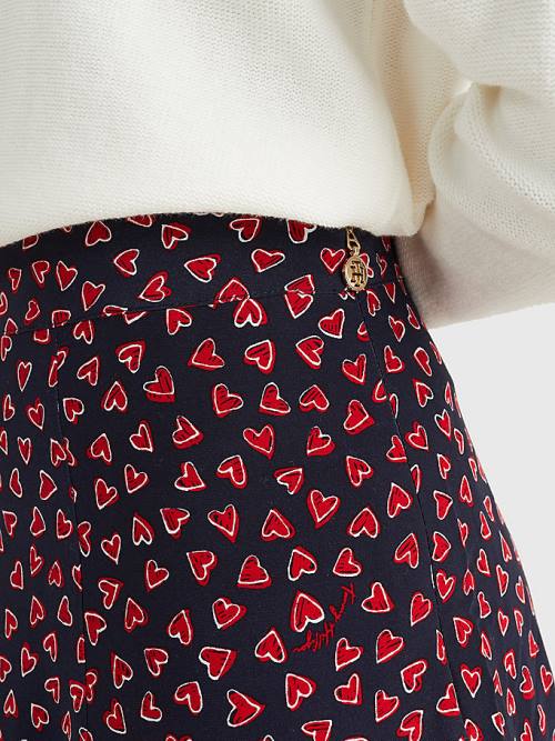 Tommy Hilfiger Valentines Heart Print Etek Kadın Mavi | TH482QBS