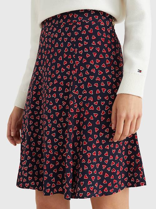 Tommy Hilfiger Valentines Heart Print Etek Kadın Mavi | TH482QBS