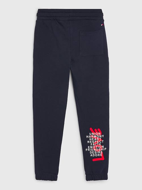 Tommy Hilfiger Valentines Heart Print Terry Joggers Pantolon Erkek Çocuk Mavi | TH023XYV