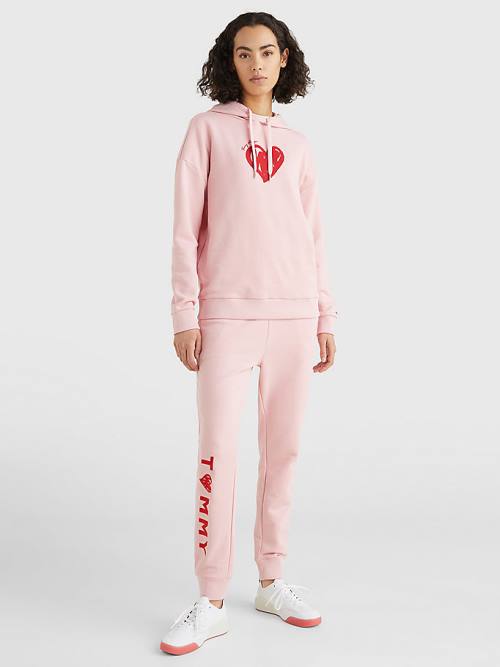 Tommy Hilfiger Valentines Heart Print Terry Joggers Pantolon Kadın Pembe | TH084PHY