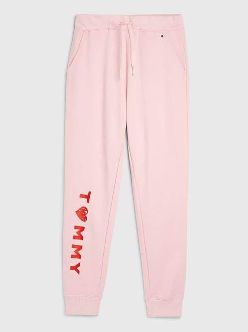 Tommy Hilfiger Valentines Heart Print Terry Joggers Pantolon Kadın Pembe | TH084PHY