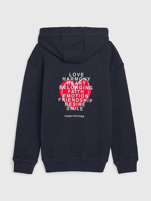 Tommy Hilfiger Valentines Print Kapüşonlu Sweatshirt Kiz Çocuk Mavi | TH183JGA