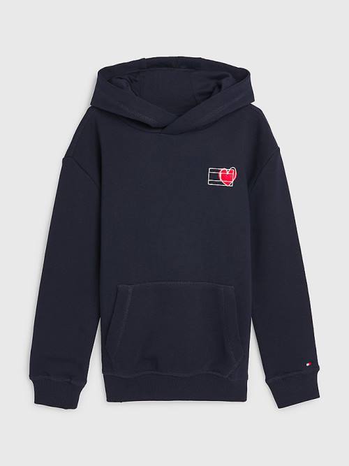 Tommy Hilfiger Valentines Print Kapüşonlu Sweatshirt Kiz Çocuk Mavi | TH183JGA