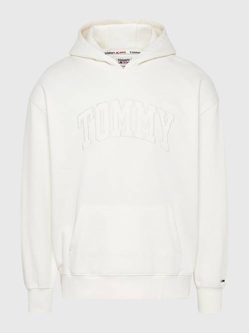 Tommy Hilfiger Varsity Logo Kapüşonlu Sweatshirt Erkek Beyaz | TH091MWL