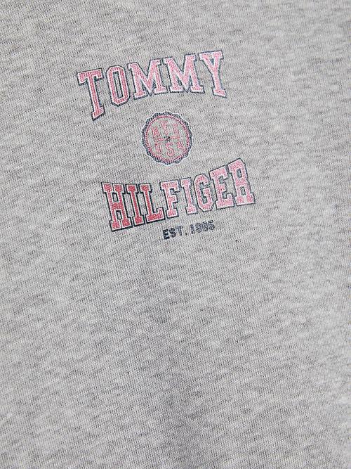 Tommy Hilfiger Varsity Logo Slouchy Kapüşonlu Sweatshirt Kiz Çocuk Gri | TH723GCP