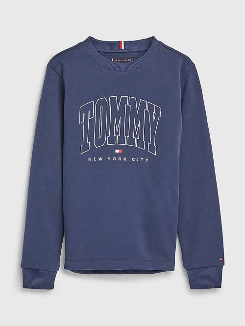 Tommy Hilfiger Varsity Logo Sweatshirt Erkek Çocuk Mavi | TH329DLZ