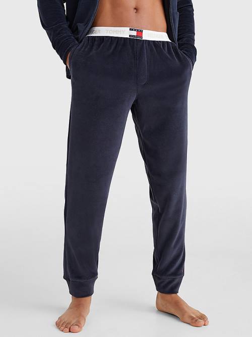 Tommy Hilfiger Velour Repeat Logo Joggers Pijama Erkek Mavi | TH891NKE