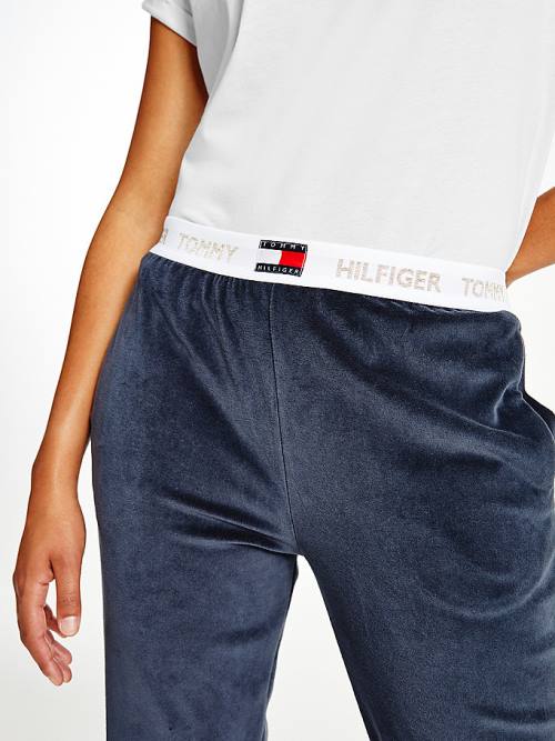 Tommy Hilfiger Velour Repeat Logo Waistband Joggers Pantolon Kadın Mavi | TH142UOX