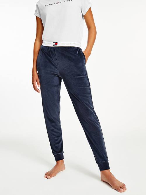 Tommy Hilfiger Velour Repeat Logo Waistband Joggers Pantolon Kadın Mavi | TH142UOX