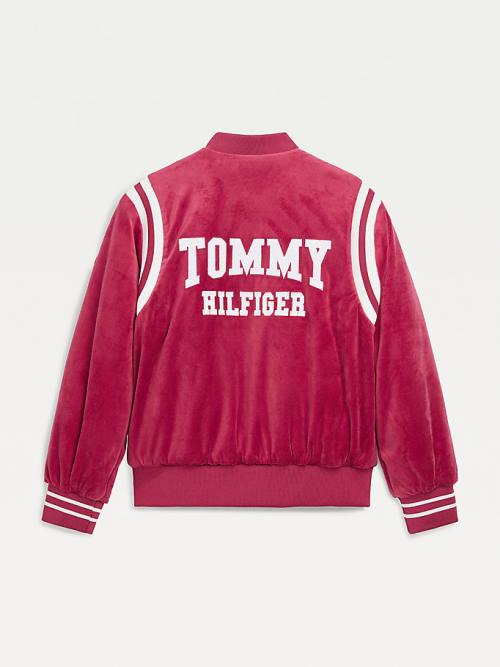 Tommy Hilfiger Velvet Varsity Bomber Ceket Kiz Çocuk Kırmızı | TH387LKS