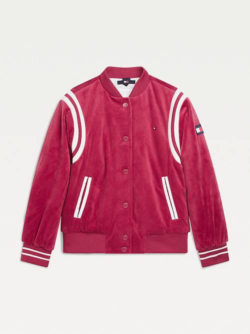 Tommy Hilfiger Velvet Varsity Bomber Ceket Kiz Çocuk Kırmızı | TH387LKS