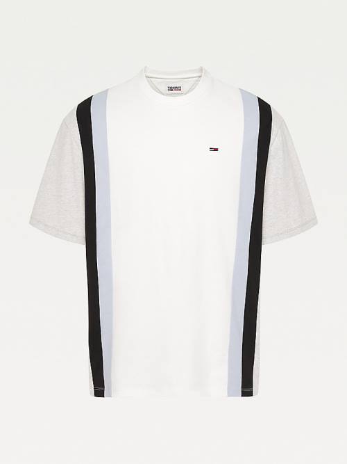 Tommy Hilfiger Vertical Stripe Cut & Sewn Tişört Erkek Beyaz | TH091CLI