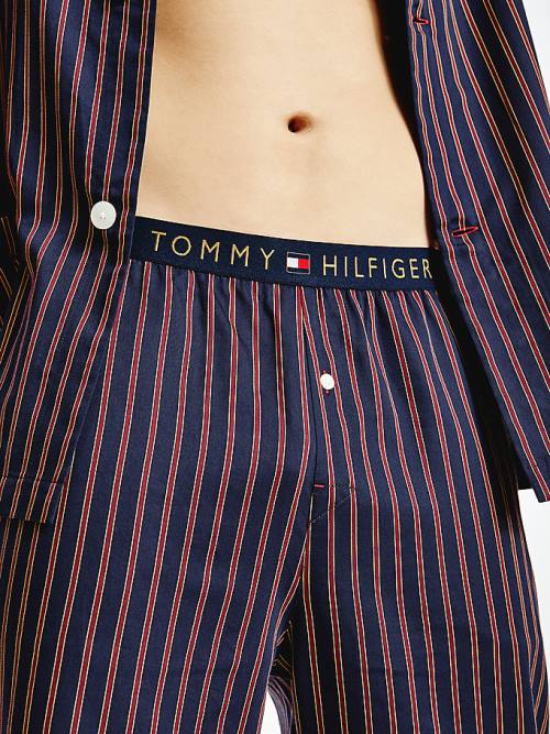 Tommy Hilfiger Vertical Stripe Trousers Pijama Erkek Mavi | TH917HPD