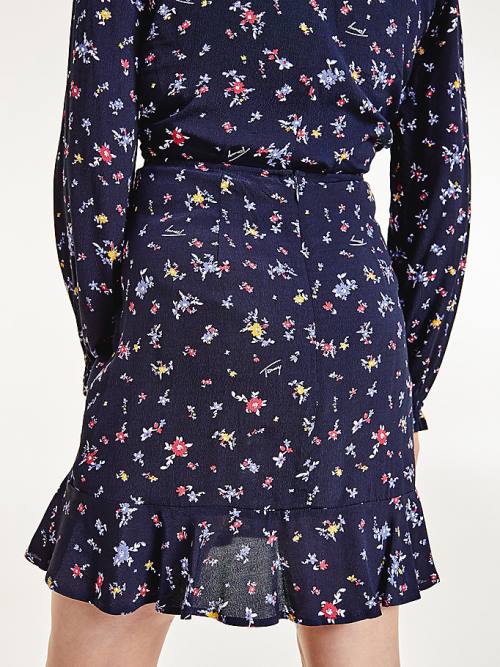 Tommy Hilfiger Viscose Floral Print Mini Etek Kadın Siyah | TH259JFM