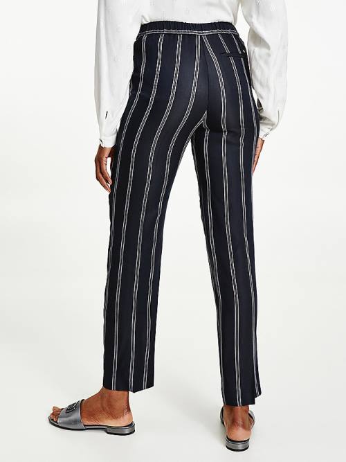 Tommy Hilfiger Viscose Stripe Tapered Pantolon Kadın Siyah | TH627RJT