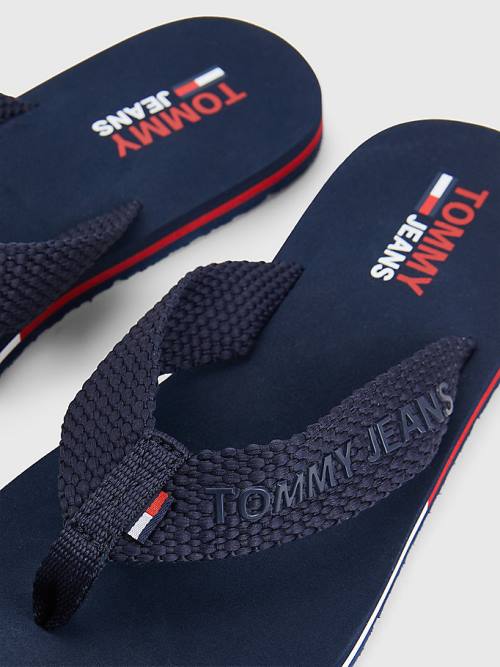 Tommy Hilfiger Webbing Askılı Flag Flip-Flops Sandalet Kadın Mavi | TH065UZM