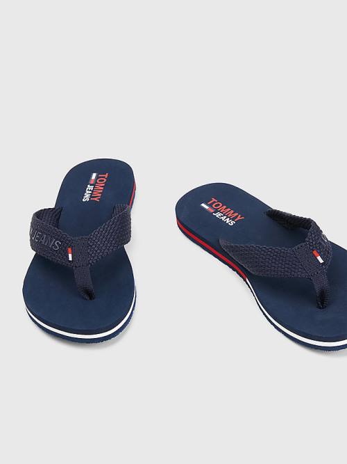 Tommy Hilfiger Webbing Askılı Flag Flip-Flops Sandalet Kadın Mavi | TH065UZM