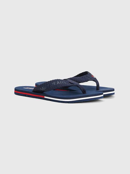 Tommy Hilfiger Webbing Askılı Flag Flip-Flops Sandalet Kadın Mavi | TH065UZM