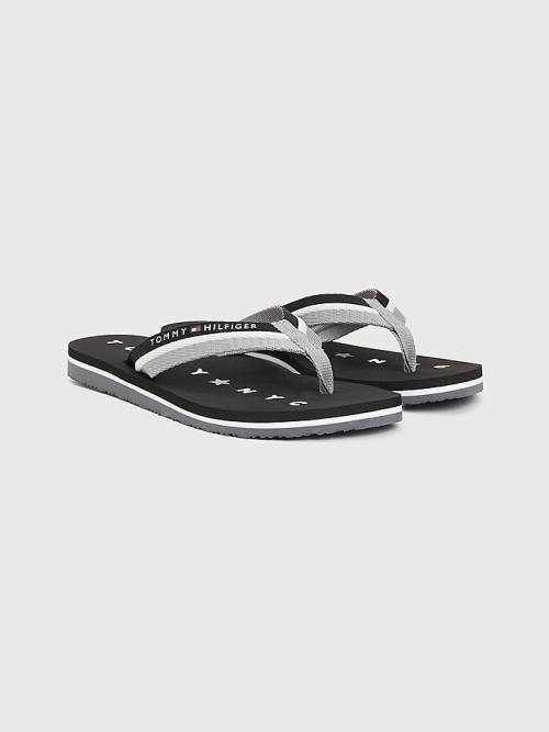 Tommy Hilfiger Webbing Beach Sandalet Kadın Siyah | TH649QYN