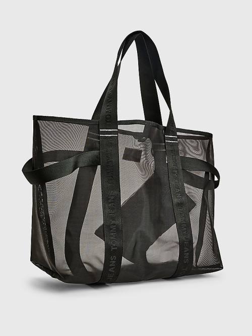 Tommy Hilfiger Weekender Webbing Tote Çanta Kadın Siyah | TH627WZM