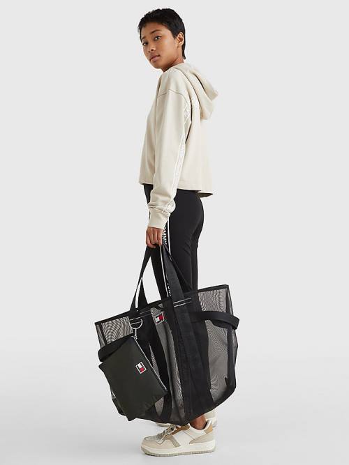 Tommy Hilfiger Weekender Webbing Tote Çanta Kadın Siyah | TH627WZM