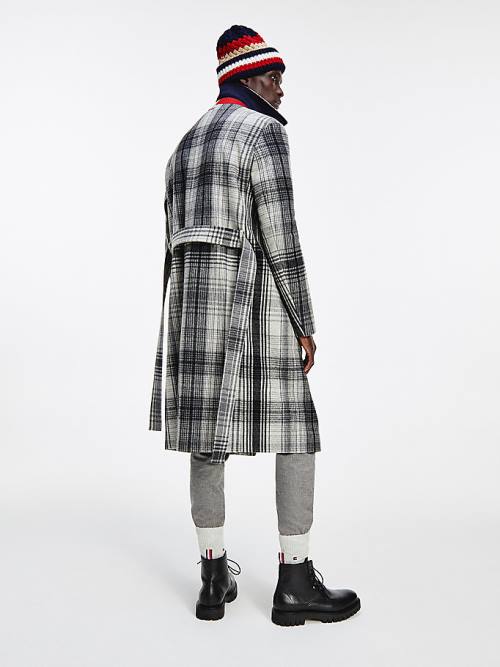 Tommy Hilfiger Wool Blend Plaid Check Car Kaban Erkek Gri | TH961YXU