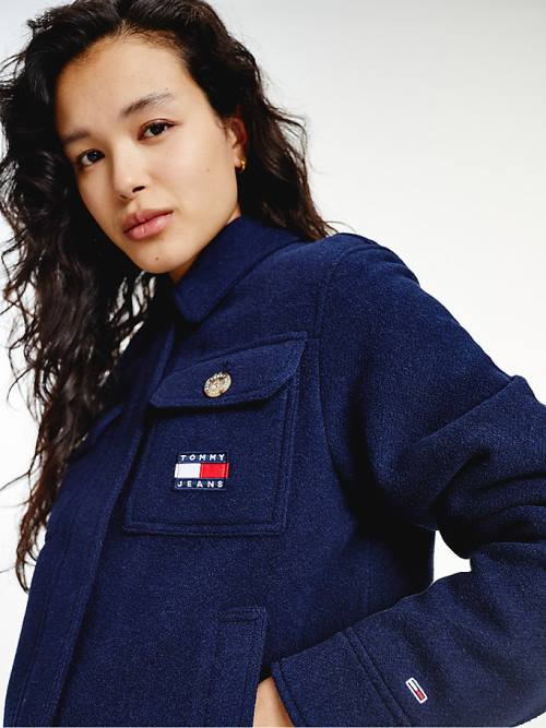 Tommy Hilfiger Wool Blend Quilted Kaban Kadın Mavi | TH685AQV