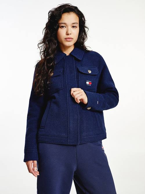 Tommy Hilfiger Wool Blend Quilted Kaban Kadın Mavi | TH685AQV