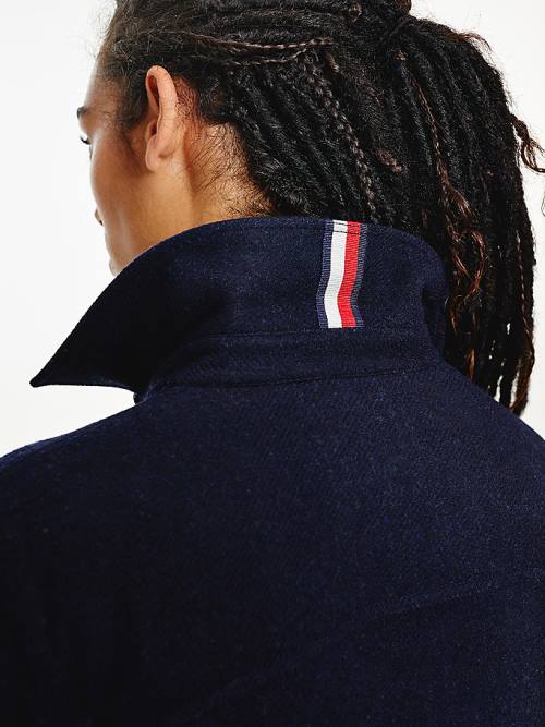 Tommy Hilfiger Wool Blend Shacket Ceket Kadın Mavi | TH697MNV