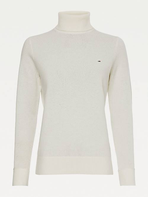 Tommy Hilfiger Wool Cashmere Roll Neck Jumper Kazak Kadın Beyaz | TH239PJT