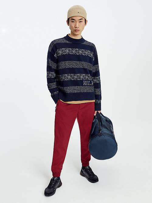 Tommy Hilfiger Wool Oversized Fair Isle Jumper Kazak Erkek Mavi | TH170JUS