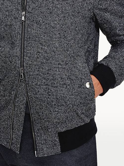 Tommy Hilfiger Wool Silk Blend Suit Bomber Ceket Erkek Gri | TH782RTA