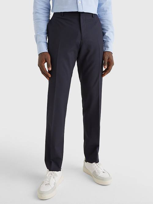 Tommy Hilfiger Wool Slim Fit Pantolon Erkek Mavi | TH178WGT