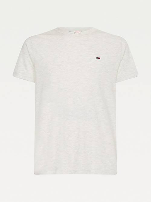 Tommy Hilfiger Woven Heathered Slim Fit Tişört Erkek Beyaz | TH326OBC