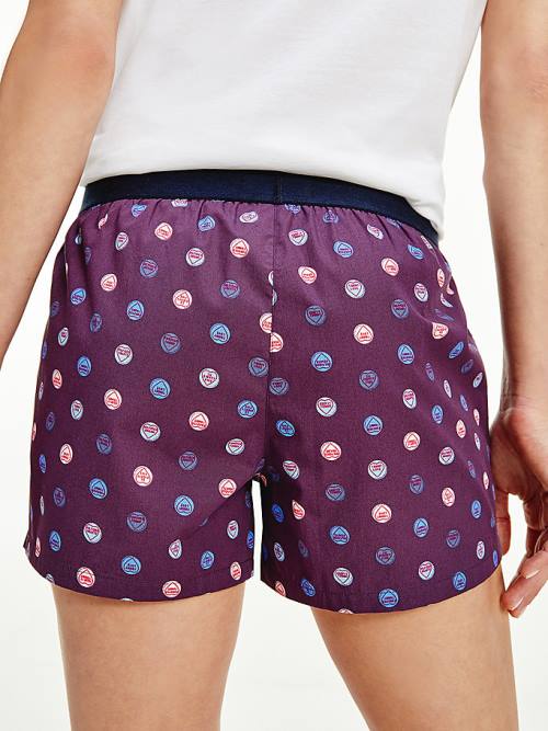 Tommy Hilfiger Woven Print Shorts Pijama Kadın Mor | TH768YRA