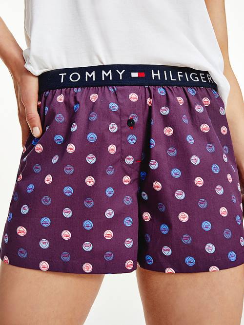 Tommy Hilfiger Woven Print Shorts Pijama Kadın Mor | TH768YRA