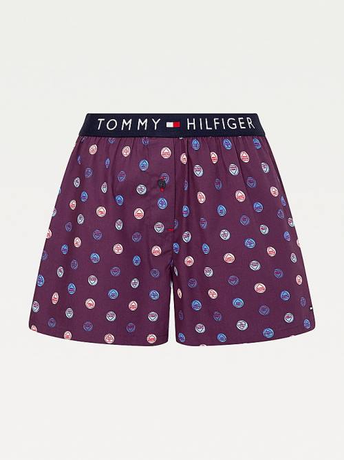 Tommy Hilfiger Woven Print Shorts Pijama Kadın Mor | TH768YRA