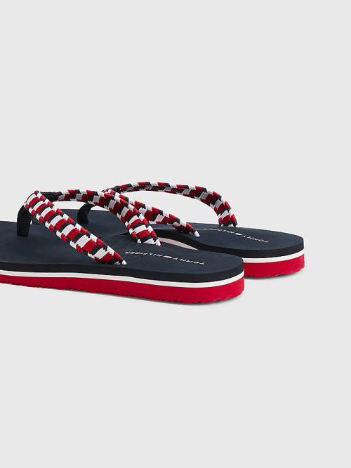 Tommy Hilfiger Woven Webbing Flip-Flops Sandalet Kadın Mavi | TH753YAV