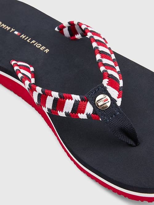 Tommy Hilfiger Woven Webbing Flip-Flops Sandalet Kadın Mavi | TH753YAV