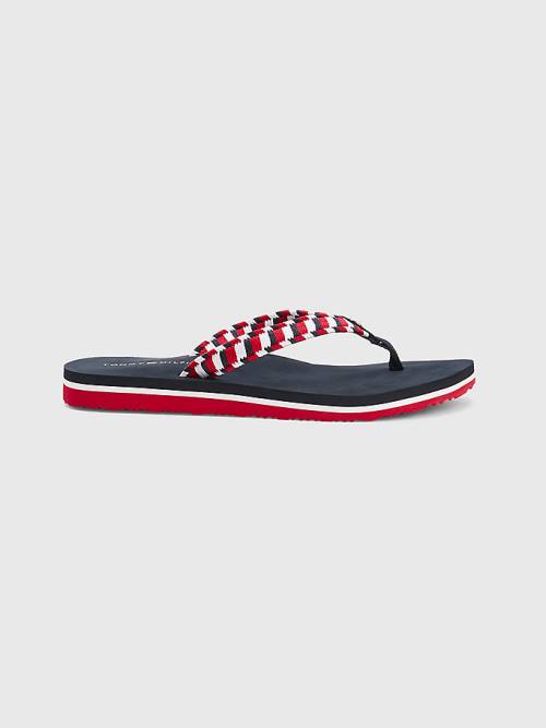 Tommy Hilfiger Woven Webbing Flip-Flops Sandalet Kadın Mavi | TH753YAV